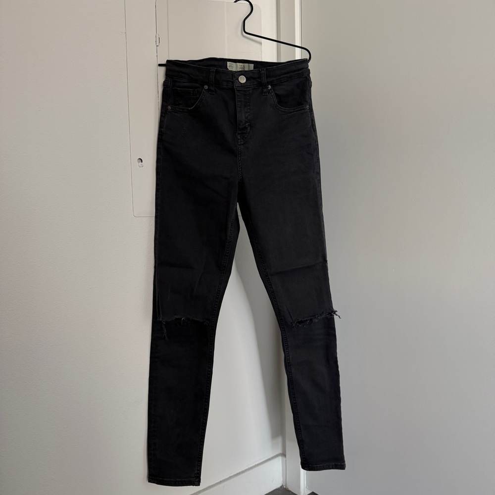Topshop Black Skinny Ripped Jeans